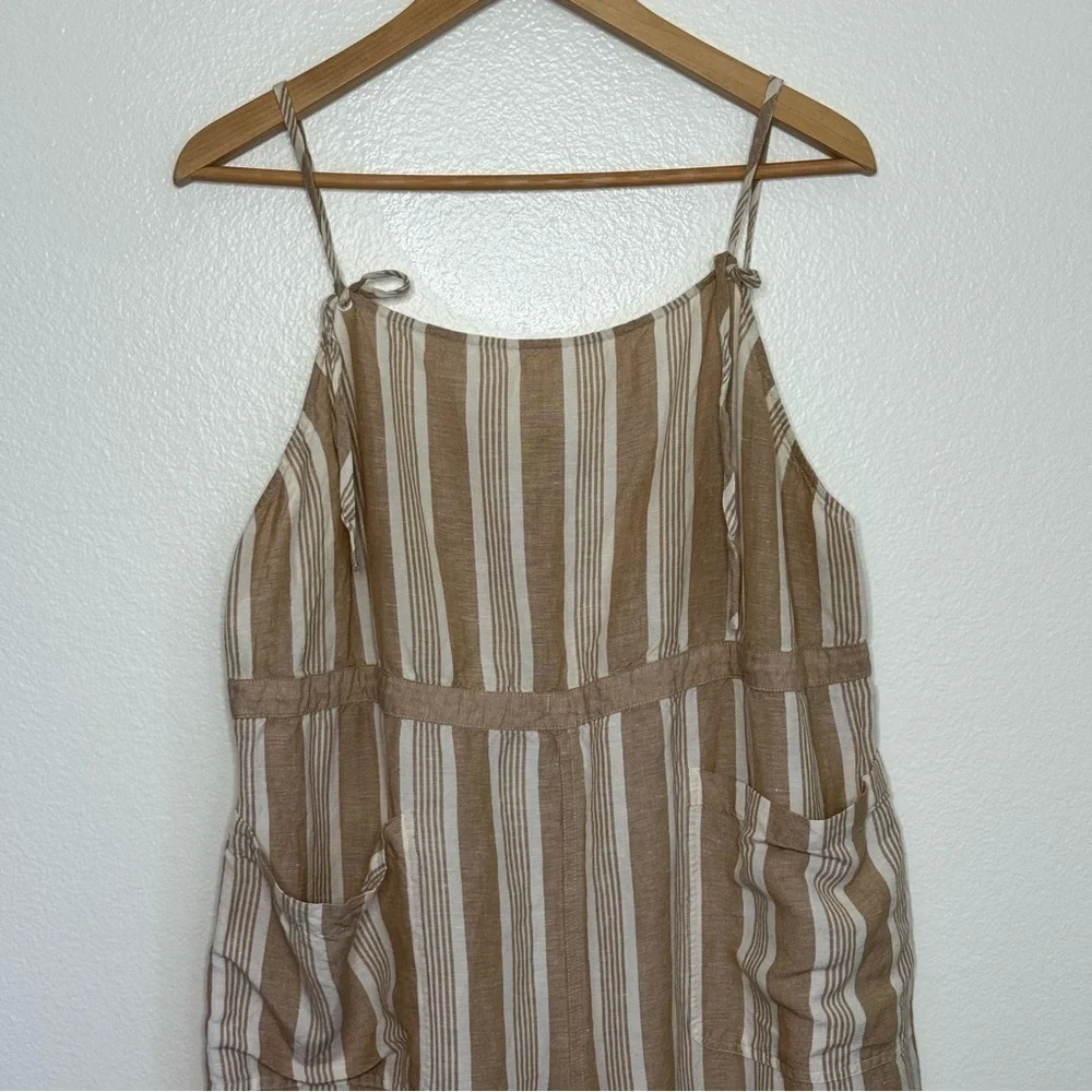 Madewell Striped Tie-Strap Wide-Leg Overalls SZ. XL